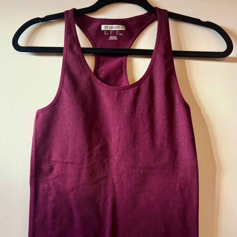 Forever 21 Ribbed Racerback Tank Top – Burgundy Wine, Size Small